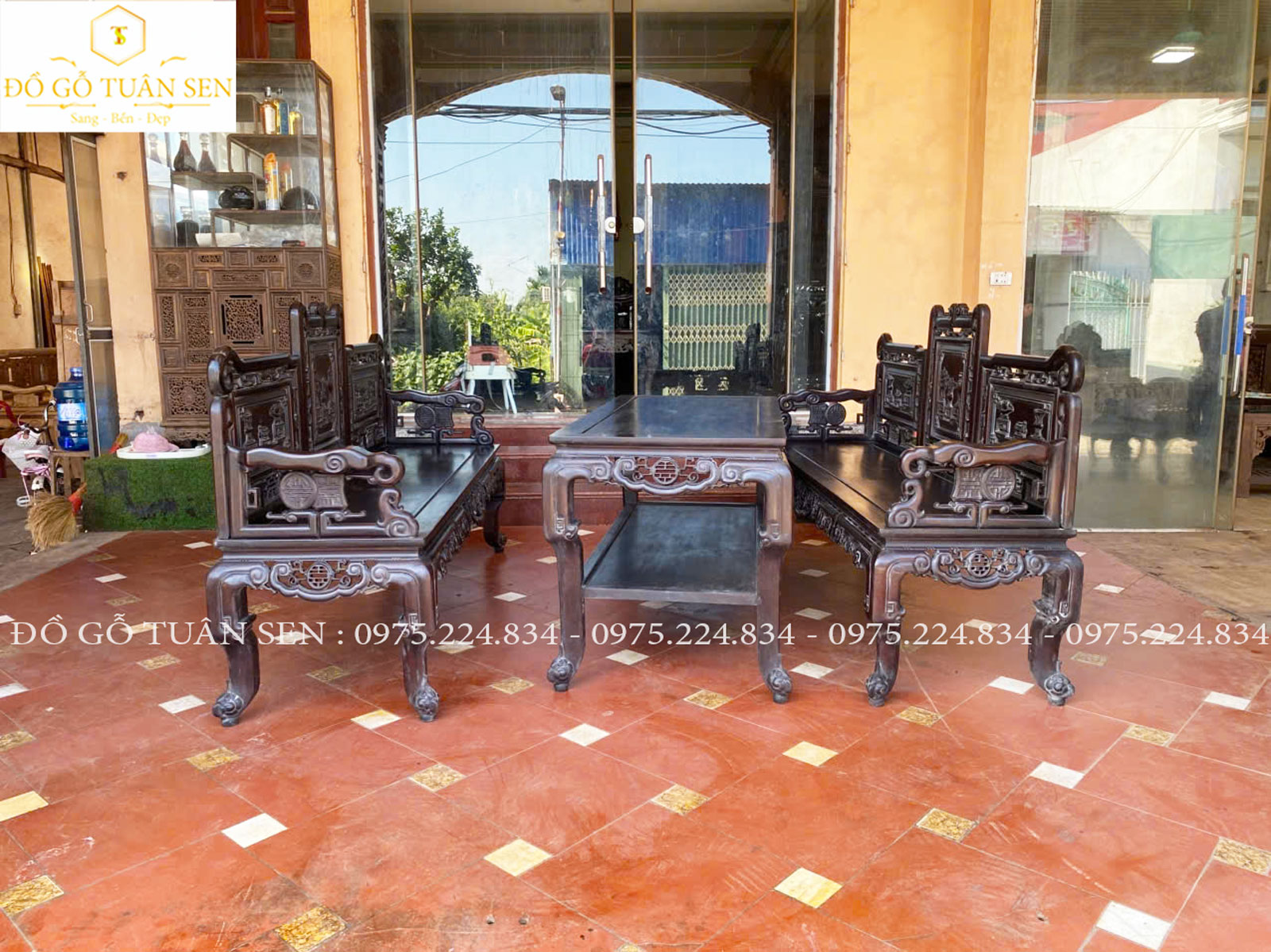 giới thiệu bộ trường kỷ tam sơn gỗ gụ